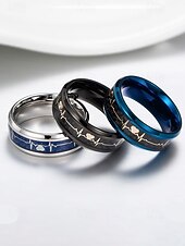 economico San Valentino-anello da uomo in acciaio inossidabile con battito cardiaco e design a cuore, disponibile in più colori: perfetto per San Valentino e per l'uso quotidiano