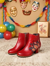 Χαμηλού Κόστους Γυναικεία παπούτσια-Γυναικεία Καρναβαλικά Μπότες Μπλέ Mardi Gras με Μπλοκ Τακούνι - Ποιότητα Δερμάτινη δέρμα Κεντημένο Vintage Λαογραφικό Στυλ Υποστηρικτικά Τακούνια για Παρελάσεις Κοστούμια Καθημερινή Χρήση και