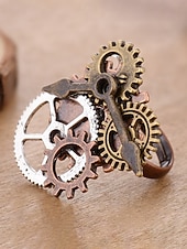 halpa Lisätarvikkeet-Naisten Mardi Gras steampunk antiikkiseosrataskäyttö ja kelloa käden sormus - monivärinen teollinen lisävaruste karnevaaleille ja pukeutumisjuhliin