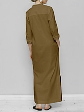 Недорогие Основные искусственные платья-Жен. длинное платье платье макси Искусственный хлопок и лен Платье прямого кроя Повседневное платье Элегантный стиль Мода Современное Повседневные Отпуск На выход Свободное облегание