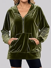 economico giacca con cappuccio-Per donna Giacca Casual Giacca con Cappuccio Confortevole Traspirante Cerniera Tasca Casual Semplice Casuale Vacanza Streetwear Abbigliamento quotidiano Cerniera Corto Con Cappuccio Vestibilità comoda