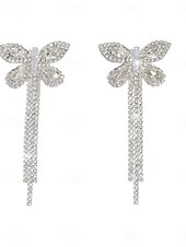 お買い得  結婚 ACC-女性用ラインストーンバタフライタッセルイヤリング - キラキラ輝くステートメントジュエリー、エレガントで華やかなスタイル、パーティーナイトやお祝いに最適 &amp;特別な機会