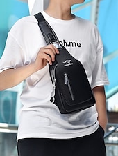 お買い得  メンズバッグ-男性用防水オックスフォード布製スリングバッグ、USB充電ポート付き、多用途、複数の色展開、カジュアルやアウトドアでの使用に最適