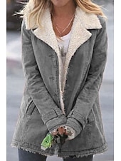 economico Giacche Foderate in Pile-Per donna Cappotto Teddy Giacca Casual Confortevole Traspirante Tasca Bottoni Casual Semplice Vacanza Streetwear Casuale Abbigliamento quotidiano Monopetto Regolare Collo ripiegato Vestibilit