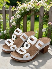 olcso Kényelmes szandálok-Női zöld blokk sarkú, hétköznapi szandál, tartást adó, párnázott talpbetéttel, stabil középsarkú kialakítással mindennapi viseletre, városi sétákra, utazásra és társasági eseményekre.