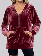 economico giacca con cappuccio-Per donna Giacca Casual Giacca con Cappuccio Confortevole Traspirante Cerniera Tasca Casual Semplice Casuale Vacanza Streetwear Abbigliamento quotidiano Cerniera Corto Con Cappuccio Vestibilità comoda