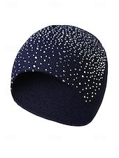 halpa Naisten hatut-Naisten neulottu polyesteripipo, strassikoriste, saatavilla useissa väreissä, täydellinen talvimuotiin