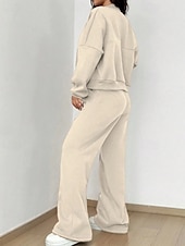 economico Set da due pezzi-Per donna Tuta Set di Pantaloni Bolero Top Manica Lunga Collo alla coreana Tinta unica Coulisse Moda Streetwear Casuale Quotidiano All'aperto Nero Rosa Azzurro cielo Primavera Vestibilità regolare