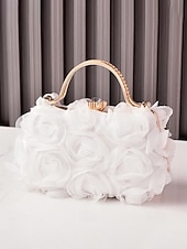 cheap Wedding Accessories-Women's Floral Evening Clutch Bag with Chain Shoulder Strap, Elegant Rose Appliqué Design, Multi-Color Formal Handbag for Weddings, Evening Parties &amp; Banquets