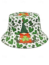 abordables Accesorios-Sombrero de pescador de poliéster para mujer, con trébol y duende del Día de San Patricio, varios patrones, perfecto para el Día de San Patricio y para uso diario.