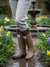 cheap Fashion Boots-Women's Foldable Green Rain Boots - Waterproof, Adjustable Cuff Garden Boots with Non-Slip Sole | Practical Casual Style for Gardening, Yard Work, Outdoor Errands &amp; Rainy-Day Walks