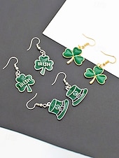 Недорогие Аксессуары-Женские серьги-подвески ко Дню Святого Патрика, дизайн с зеленым клевером и шляпой лепрекона, серьги-подвески из сплава, праздничные ирландские украшения для вечеринки для женщин.