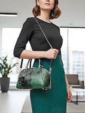 Недорогие Сумки с ручками сверху и шопперы-Женская сумка из искусственной кожи с рисунком крокодила, несколько цветов и вариантов ношения, модная и универсальная для повседневного использования.