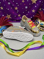 halpa Naisten kengät-Naisten Mardi Gras sateenkaari rhinestone-lenkkarit metallinhohtoisilla kultaisilla yksityiskohdilla – Rohkeat ja kimaltelevat täydelliset karnevaaleihin naamiaisjuhliin festivaaleille ja katutyylille