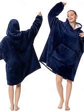 baratos cobertor vestível-Manta vestível com capuz, aconchegante e macia, ideal para adultos. Presente perfeito para mulheres, mães e para ela mesma. Roupa de descanso quentinha e confortável.