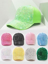 abordables Accessoires-Casquette unisexe ornée de strass, en polyester, décoration scintillante, disponible en plusieurs couleurs, idéale pour la Saint-Patrick, le carnaval et au quotidien.