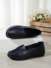 halpa Naisten mokkasiinit ja loaferit-Naisten siniset pehmeät penny loafers solmukehyksellä – Mukavat liukuvalot ajokengät toimistotyöhön rento kävely ja päivittäiseen käyttöön