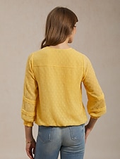 abordables Blusas Sencillas-Top de gasa de doble capa con lunares de vacaciones