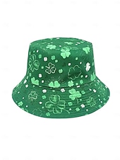 abordables Accesorios-Sombrero de pescador con estampado de trébol verde para mujer: divertido y elegante para el Día de San Patricio, festivales y ropa informal.
