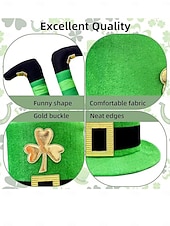  cappello da folletto per il giorno di San Patrizio da uomo – design a trifoglio verde con gambe a strisce, accessorio festoso e divertente per le celebrazioni
