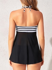 Χαμηλού Κόστους Τανκίνι-Γυναικείο Tankini 2 Τεμαχίων Μαγιώ Underwire Colorblock Cheeky Έλεγχος Κοιλιάς Ψηλόμεσο Slim Ανοικτή Πλάτη Διακοπές Παραλία Φόρεμα Λουλούδια Ριγέ Strapless Αμάνικο Μαγιώ