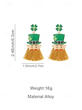  Pendientes colgantes con borlas para el Día de San Patricio para mujer, con diseño de sombrero de duende y trébol, de aleación, divertidos y festivos pendientes irlandeses para mujer.