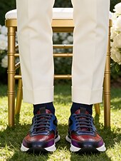 preiswerte Dress Sneakers-Braune Herren-Sneaker aus Leder – bequem und stilvoll, ideal für Hochzeiten, Freizeit und Veranstaltungen im Freien