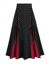abordables Faldas-Mujer Casual Maxi Tiro Medio Faldas Bloque de color Retazos Rígido Calle Noche Negro Verano