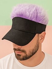 abordables Día de San Patricio-Sombrero de visera de poliéster para hombre con peluca sintética colorida, disponible en varios colores, perfecto para el Día de San Patricio, carnaval y ocasiones festivas.