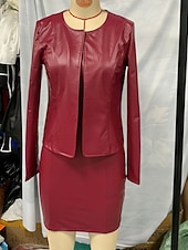 cheap Plain Dress-Women's Long Dress Maxi Dress Casual Dress Work Dress Dress Set Elegant Fashion Modern Daily Office Vacation Regular Fit Plain Long Sleeve Crew Neck Burgundy Navy Blue Spring Fall Winter