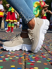 abordables Chaussures de femme-Baskets de course orange pour femmes tissu en mesh respirant chaussures de sport confortables et légères pour le carnaval le festival et les activités de plein air