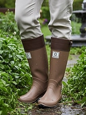 cheap Fashion Boots-Women's Foldable Green Rain Boots - Waterproof, Adjustable Cuff Garden Boots with Non-Slip Sole | Practical Casual Style for Gardening, Yard Work, Outdoor Errands &amp; Rainy-Day Walks