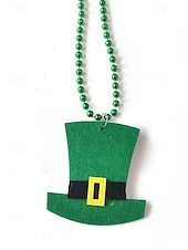  Colier acrilic pentru femei cu trifoi și pălării, modele multiple, mărgele verzi, perfect pentru sărbători, accesorii de petrecere