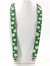  Мужские зеленые подтяжки с изображением клевера и галстук-бабочка, изготовлены из полиэстера, идеально подходят для Дня Святого Патрика, карнавала и повседневной носки.