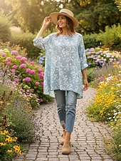 economico Zoccoli e pianelle da donna-Women's Blue Perforated Mule Clogs - Floral Detail Comfort Casual Shoes, Ideal for Garden Walks, Picnics, Daily Errands &amp; Outdoor Gatherings