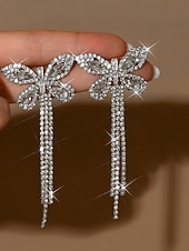 お買い得  結婚 ACC-女性用ラインストーンバタフライタッセルイヤリング - キラキラ輝くステートメントジュエリー、エレガントで華やかなスタイル、パーティーナイトやお祝いに最適 &amp;特別な機会