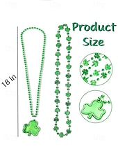  Набор женских украшений ко Дню Святого Патрика, состоящий из нескольких частей, многослойные бусы из зеленого клевера, пластиковый набор украшений разных стилей, праздничные ирландские аксессуары для вечеринок для женщин.