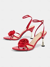 Χαμηλού Κόστους Καλεσμένος γάμου-Γυναικεία μαύρα σανδάλια με ροζ τακούνι - κομψά φλοράλ ψηλοτάκουνα με χρυσές λεπτομέρειες, κομψά παπούτσια για εκλεπτυσμένους γάμους στην πόλη