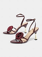 Χαμηλού Κόστους Καλεσμένος γάμου-Γυναικεία μαύρα σανδάλια με ροζ τακούνι - κομψά φλοράλ ψηλοτάκουνα με χρυσές λεπτομέρειες, κομψά παπούτσια για εκλεπτυσμένους γάμους στην πόλη