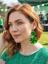 levne Příslušenství-Dámské náušnice s trojlístkem ke Dni svatého Patrika, akrylový materiál, různé styly jetelů, lehké a třpytivé, doplňky pro dámy v irském stylu, ideální na průvody, večírky a sváteční oslavy.