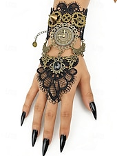 preiswerte Zubehör-Damenschuhe Mardi Gras Steampunk viktorianische Spitzen-Handschuhe ohne Finger - Legierungs-Uhren- und Zahnräder-Zubehör für Karneval  Halloween-Kostüm
