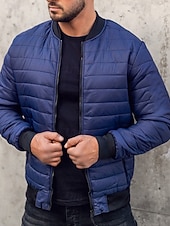 economico Piumini e parka da uomo-Per uomo Cappotto Invernale Giacca imbottita Tasca Poliestere Vacanza Abbigliamento quotidiano Data Regolare Moda Casual Confortevole Calore Termico Autunno &amp; Inverno Colore Solido / Tinta Unita Nero
