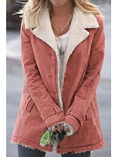 economico Giacche Foderate in Pile-Per donna Cappotto Teddy Giacca Casual Confortevole Traspirante Tasca Bottoni Casual Semplice Vacanza Streetwear Casuale Abbigliamento quotidiano Monopetto Regolare Collo ripiegato Vestibilit