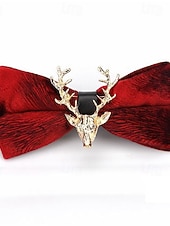 Недорогие Мужские галстуки и бабочки-мужской бархатный галстук-бабочка с золотой булавкой в виде головы оленя, элегантный регулируемый галстук в нескольких цветах, идеально подходит для рождественских вечеринок, свадеб и официальных праздничных мероприятий