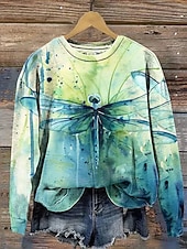 رخيصةأون هودي مزهر-نسائي كنزة صوفية ورد الرسم كاجوال كم طويل رقبة عالية مدورة قمصان عادية فضفاض شارع مناسب للبس اليومي وردي بلاشيهغ أرجواني أخضر الربيع الشتاء