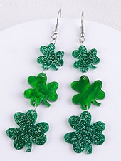 levne Příslušenství-Dámské náušnice s trojlístkem ke Dni svatého Patrika, akrylový materiál, různé styly jetelů, lehké a třpytivé, doplňky pro dámy v irském stylu, ideální na průvody, večírky a sváteční oslavy.