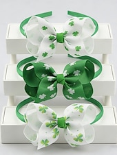  Женский набор из 3 повязок на голову с бантом в виде клевера ко Дню Святого Патрика, зеленый. &аксессуары для седых волос для вечеринки &парад