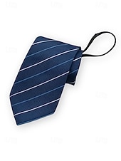 billiga Bröllop ACC-herrslips med dragkedja, färdigknuten slips i polyester med dold dragkedja, klassisk randig affärsmodell, flerfärgade alternativ, för bröllop, kontorskläder och eleganta vardagsevenemang