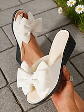 economico Sandali con zeppa-sandali da donna con zeppa e fiocco rossi, sandali casual aperti per le uscite estive, le vacanze, lo shopping e l'uso quotidiano