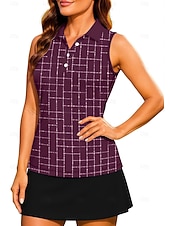 preiswerte Damenbluse-Damen Geometrisch Farbblock Kariert Karo Workout-Tanktop Shirt Sporthemd Golf-Poloshirt Ärmellos Sportlich UPF50+ UV-beständig Trainer Tanzen UV Schutz Pilates Cheerleader-Kostüme Volleyball